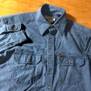 Woolrich Rugged  Cotton Shirt - Blue - Mens L